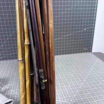 Large Lot Of Vintage Fishing Poles, MOSTLY  BAMBOO