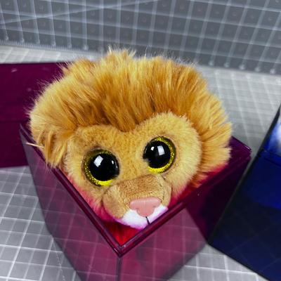 2 Beanie Baby Animals in Container with SPARKLE Eyes
