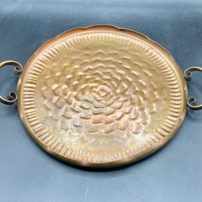 Glass Cake Dome On Metal Platter 12” Wide