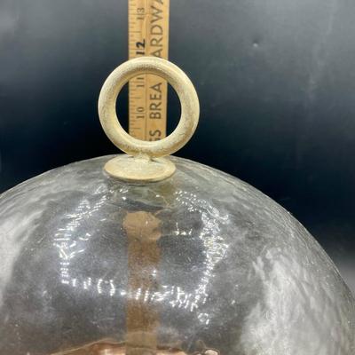 Glass Cake Dome On Metal Platter 12” Wide