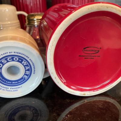 Red canisters and S&P set