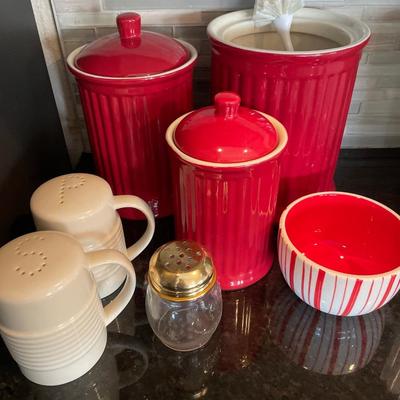 Red canisters and S&P set