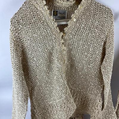 666 Vintage Pallas Hand-Loomed Linen Ladies Two Piece Outfit With Shaw