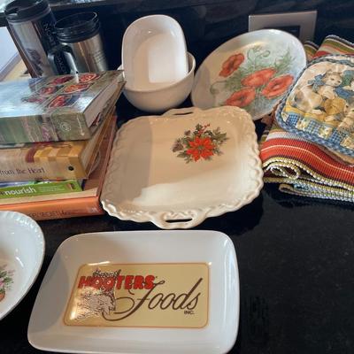 Plates, cookbooks and placemats