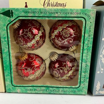 678 Large Lot of Christmas By Krebs Hand Decorated Glass Ornaments