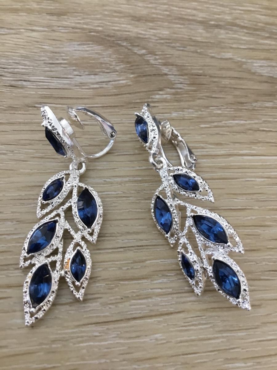 Clip On Sparkle Twist Dangling Earrings - Silver Tone Non-Pierced Ear Jewelry