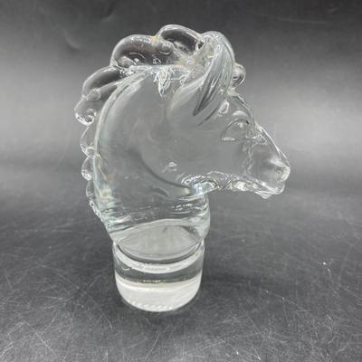 Vintage Heisey Large Horse Head Crystal Stopper