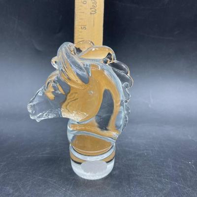 Vintage Heisey Large Horse Head Crystal Stopper