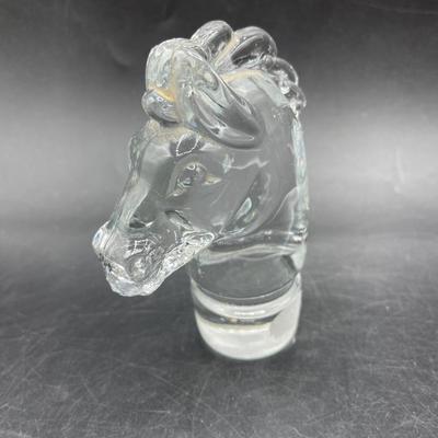 Vintage Heisey Large Horse Head Crystal Stopper