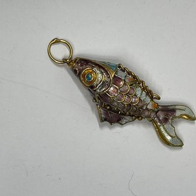Vintage Articulated Enamel Fish Pendant