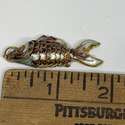 Vintage Articulated Enamel Fish Pendant