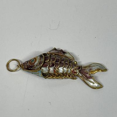 Vintage Articulated Enamel Fish Pendant