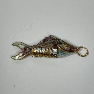 Vintage Articulated Enamel Fish Pendant
