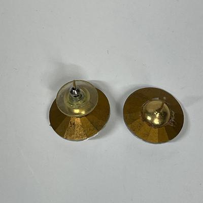 Vintage Crystal Stud Earrings 1/2" dia.