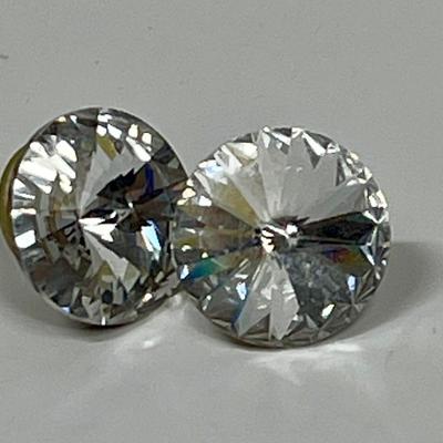 Vintage Crystal Stud Earrings 1/2" dia.