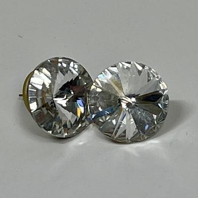 Vintage Crystal Stud Earrings 1/2" dia.