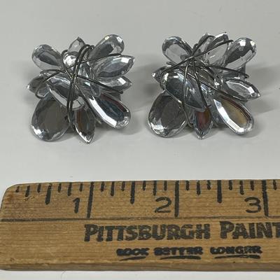 Silvertone and Colored Glass Earrings