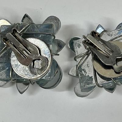Silvertone and Colored Glass Earrings
