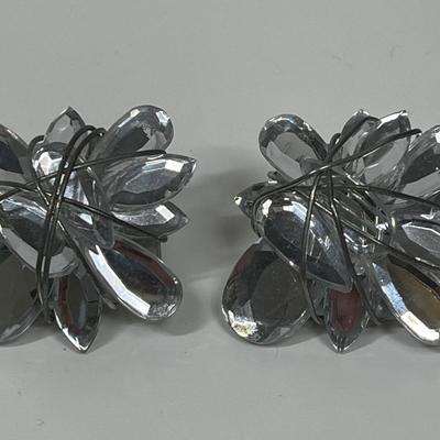 Silvertone and Colored Glass Earrings