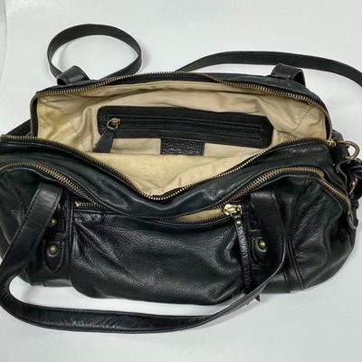 Black Leather Arturo Purse Shoulder Bag with handles for carrying