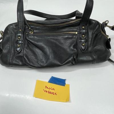 Black Leather Arturo Purse Shoulder Bag with handles for carrying