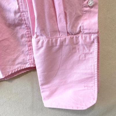 Baumler pink pure cotton long sleeve button up shirt. Uses cuff links. Size 17