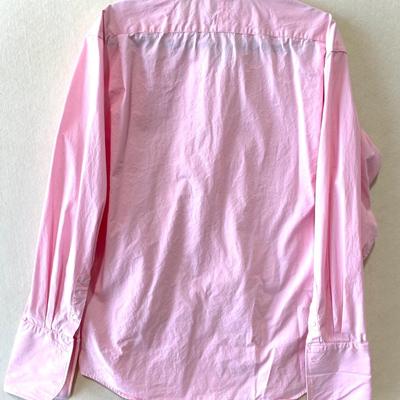 Baumler pink pure cotton long sleeve button up shirt. Uses cuff links. Size 17