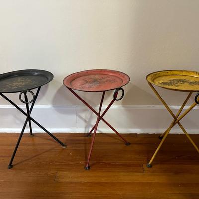 Mid-Century Italian Metal Folding Side Tables