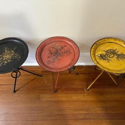 Mid-Century Italian Metal Folding Side Tables
