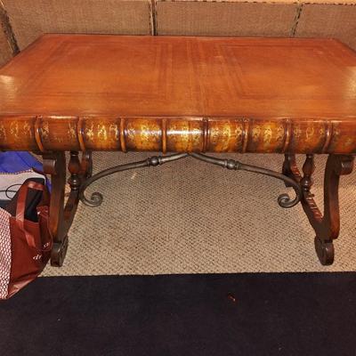 Leather Top Book Table