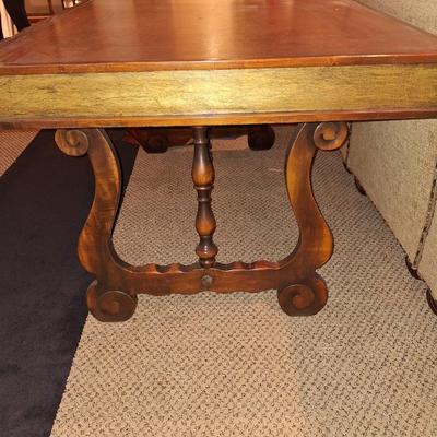 Leather Top Book Table