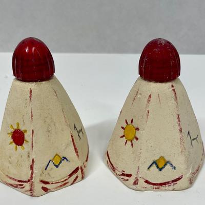 Vintage American Indian TeePee Salt & Pepper Shakers