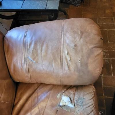 Brown leather sectional