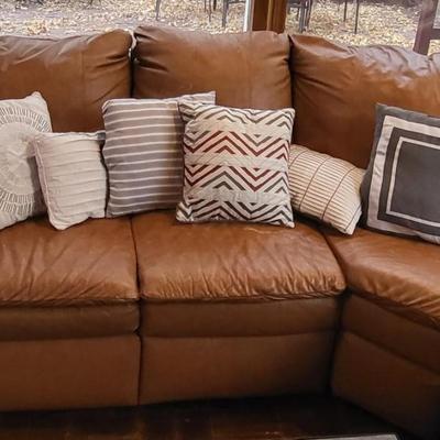 Brown leather sectional