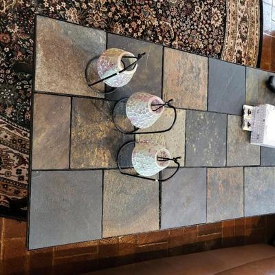 Lot of 3 slate top tables