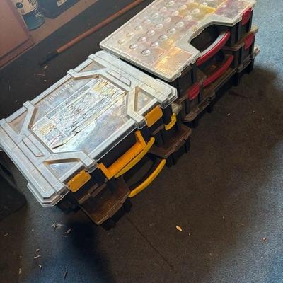 Plastic Containers of Nails, Screws, more