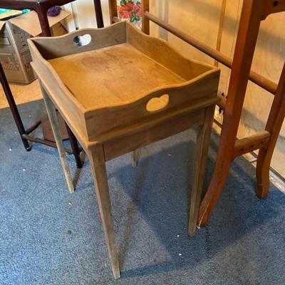 Antique Quilt Rack and 2 Small Tables