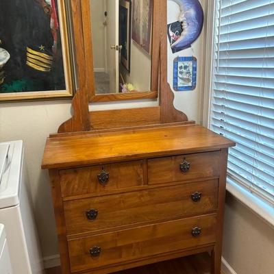Vintage Mission Style Dresser with Mirror