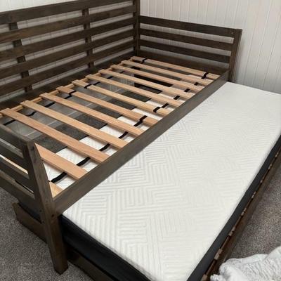 Twin Trundle Bed with 2 Mattresses