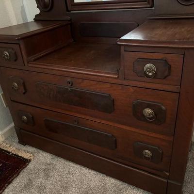 Antique Ornate Dresser with Mirror