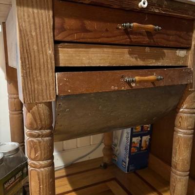Antique Flour Bin with Marble Top