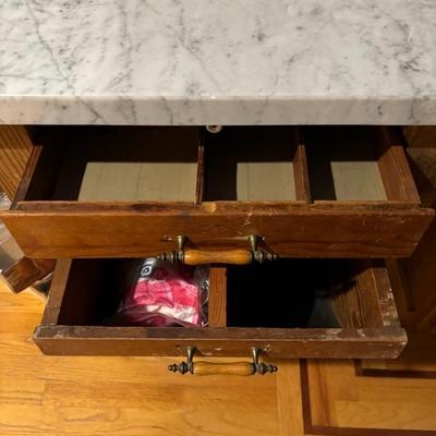 Antique Flour Bin with Marble Top