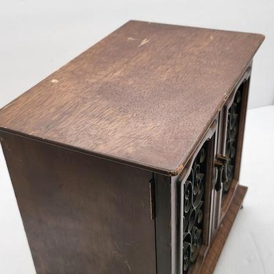 Vintage Wood Jewelry Music Box Filled With Fashion Jewelry