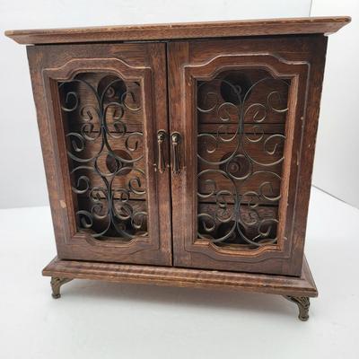 Vintage Wood Jewelry Music Box Filled With Fashion Jewelry