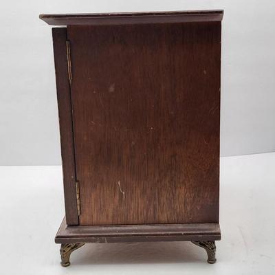 Vintage Wood Jewelry Music Box Filled With Fashion Jewelry