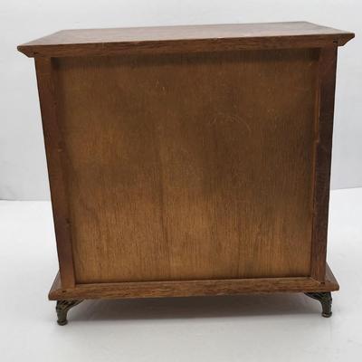 Vintage Wood Jewelry Music Box Filled With Fashion Jewelry