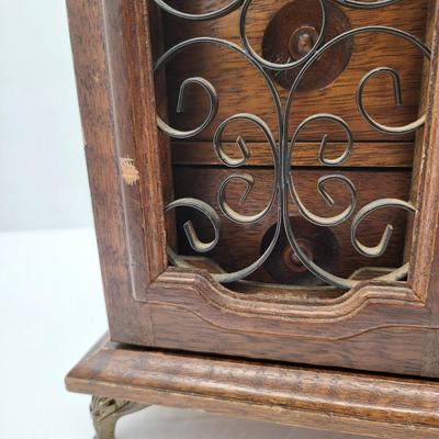 Vintage Wood Jewelry Music Box Filled With Fashion Jewelry