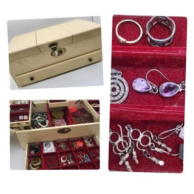 Vintage Jewelry Box & All The Fashion Jewelry Inside