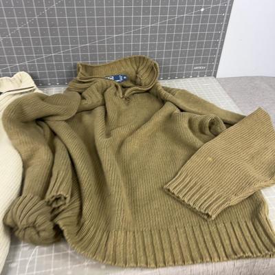 2- 1/4 Zip Polo Ralph Lauren Linen/Cotton Sweaters XL  