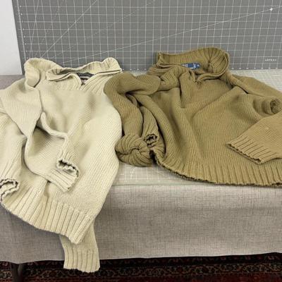 2- 1/4 Zip Polo Ralph Lauren Linen/Cotton Sweaters XL  